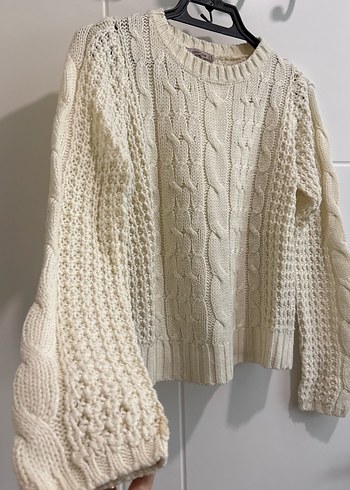 Kadın Kırık Beyaz Örgü Triko Kazak - Görsel 7