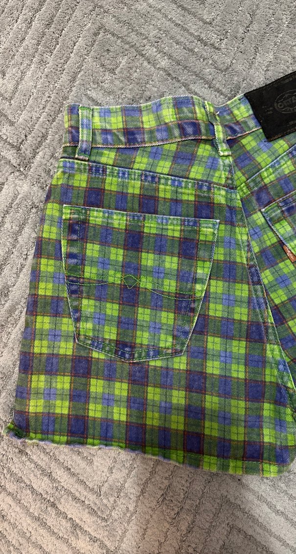 Ekose Desenli Mini Kot Şort - Görsel 5