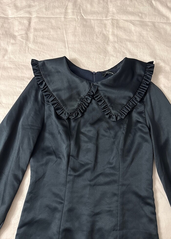 Trendyolmilla Lacivert Bebe Yaka Elbise - Görsel 4