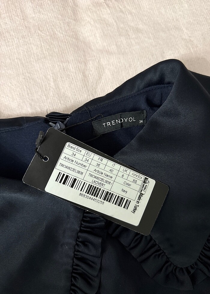 Trendyolmilla Lacivert Bebe Yaka Elbise - Görsel 5