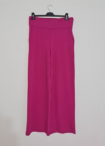 Fuşya pembe bol pantalon