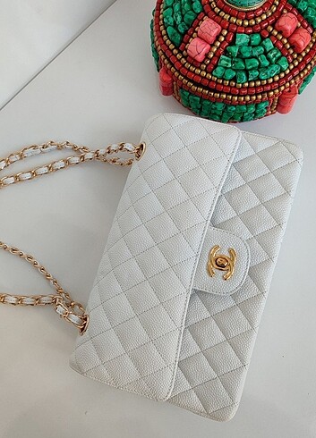 Chanel beyaz çanta hakiki deri