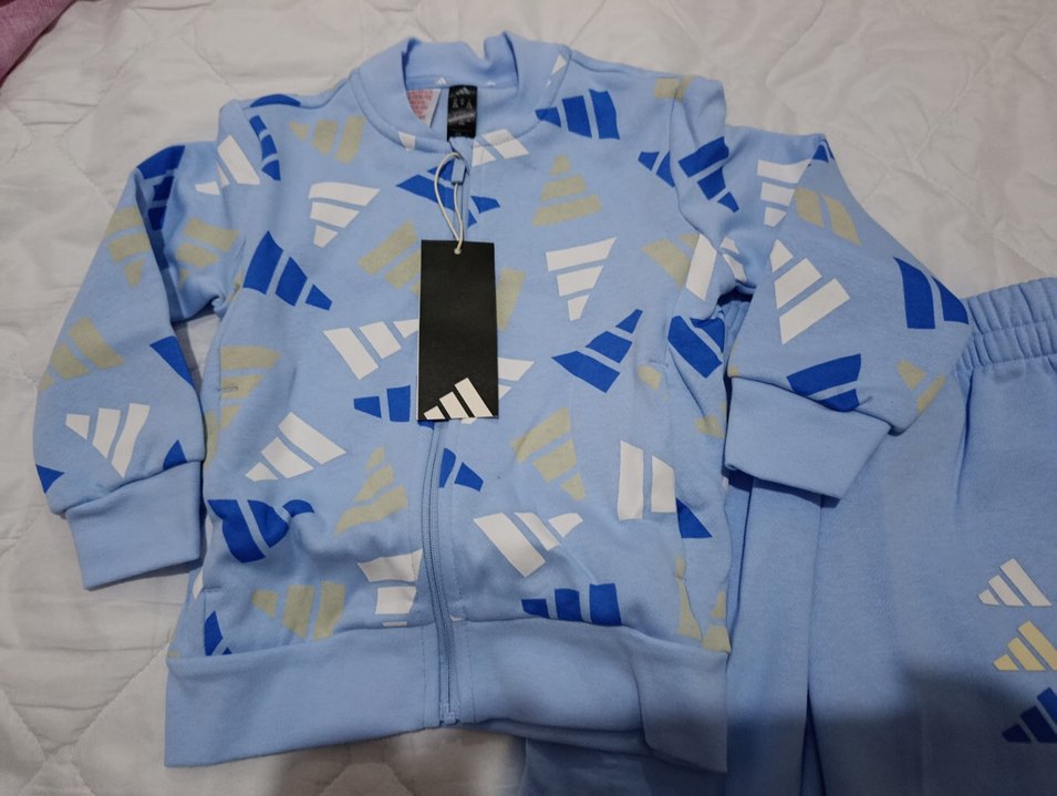 Orjinal Erkek Çocuk Adidas Mavi Fermuarlı Eşofman Takımı - Görsel 2