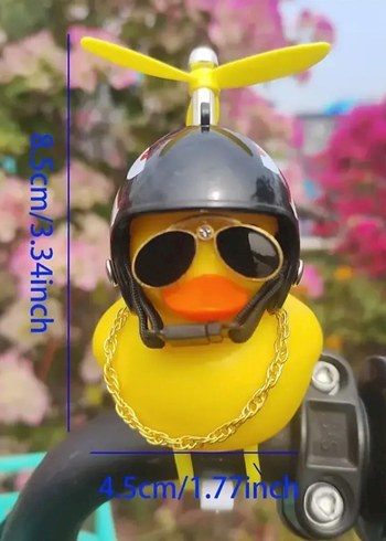 Sarı Renkli Rüzgar Gülü Aksesuarlı Figür bisiklet süsü ördek - Görsel 2