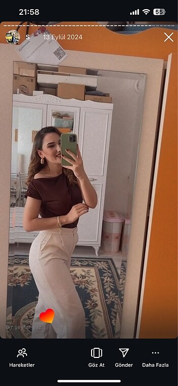 34 Beden Milla ekru yüksek bel kumaş pantolon