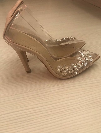 37 Beden Taşlı şeffaf stiletto