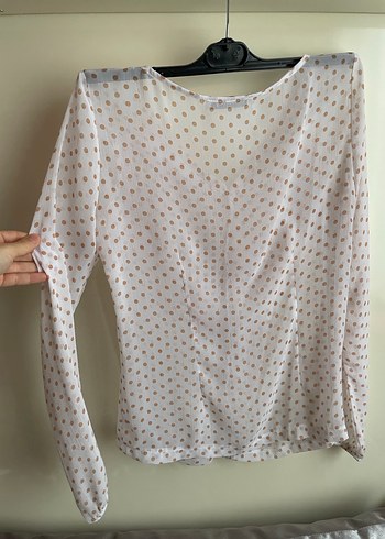 Uzun kollu puantiyeli şifon bluz - Görsel 5