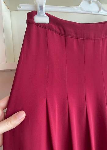 Bordo Uzun Şifon Kadın Etek - Görsel 2