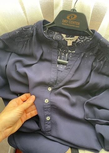 Koton Lacivert Viskon Bluz - Görsel 7