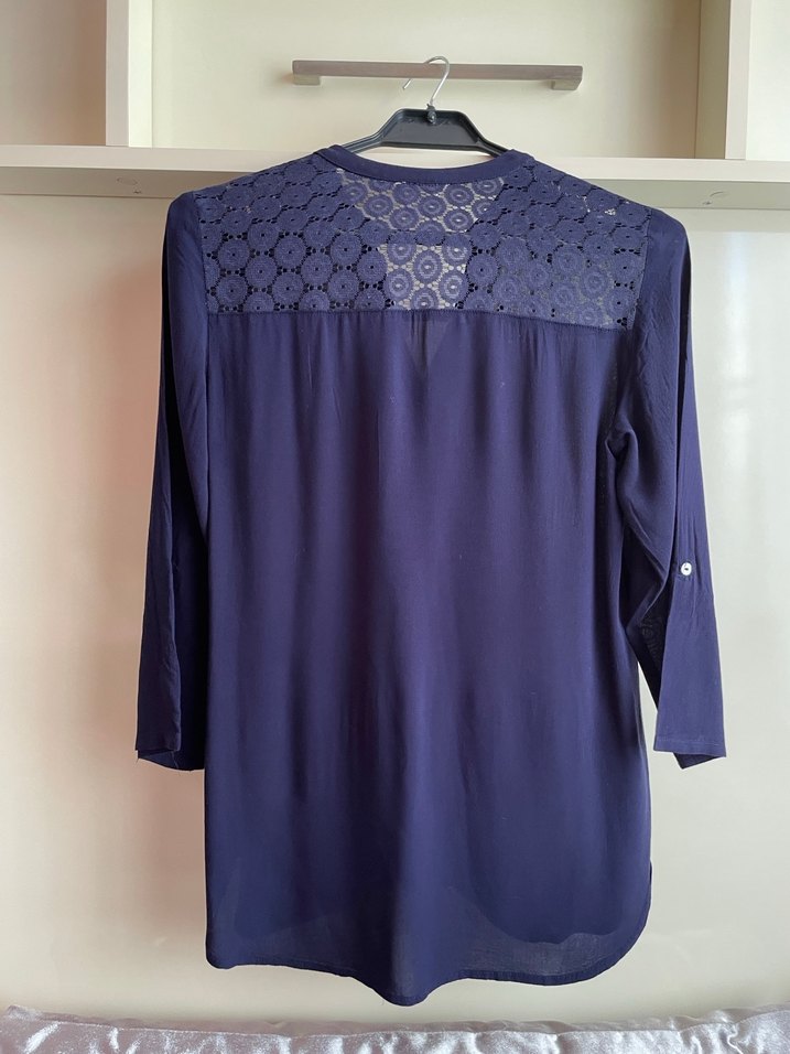 Koton Lacivert Viskon Bluz - Görsel 5