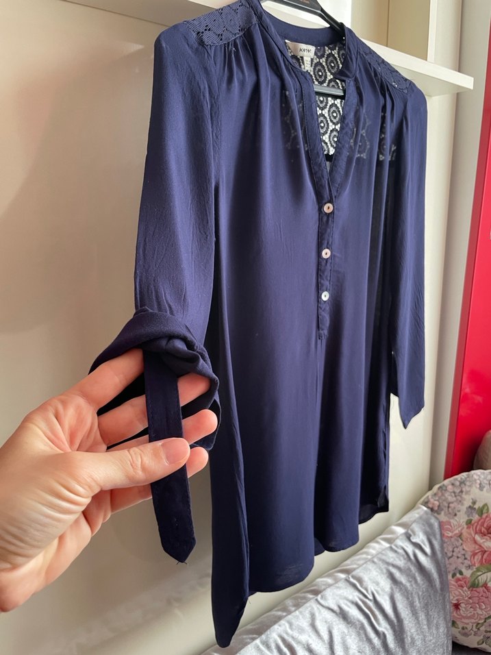 Koton Lacivert Viskon Bluz - Görsel 4