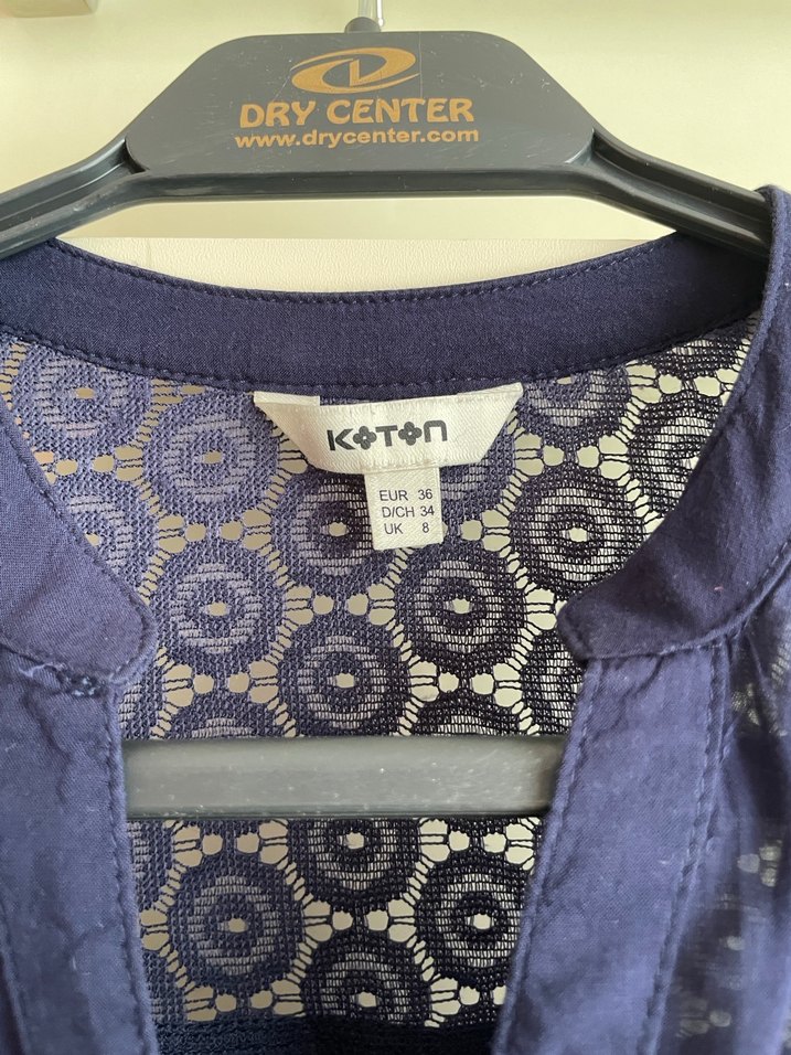 Koton Lacivert Viskon Bluz - Görsel 2