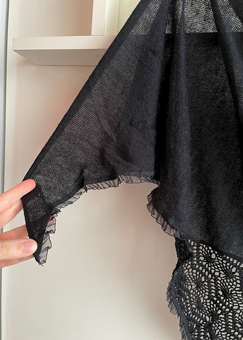 Siyah ince atkı, boyunluk - Görsel 4