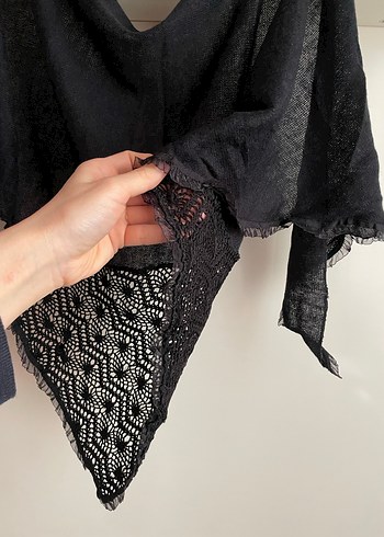 Siyah ince atkı, boyunluk - Görsel 5