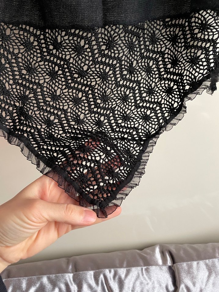 Siyah ince atkı, boyunluk - Görsel 3