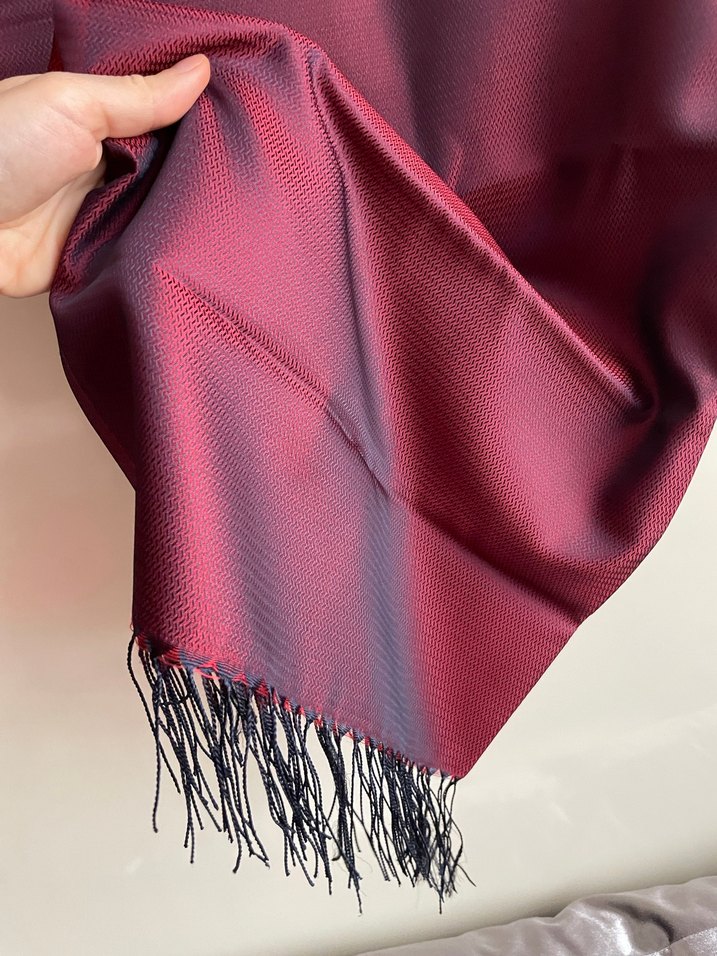 Bordo & Lacivert Şal Püsküllü - Görsel 3