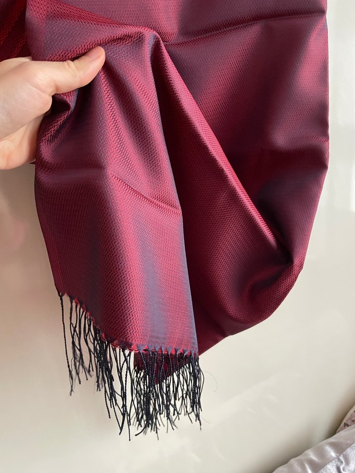 Bordo & Lacivert Şal Püsküllü - Görsel 4