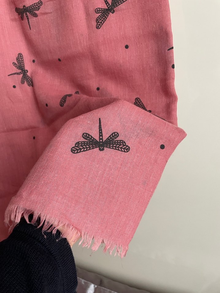 Yusufçuk desenli Pembe Şal - Görsel 2