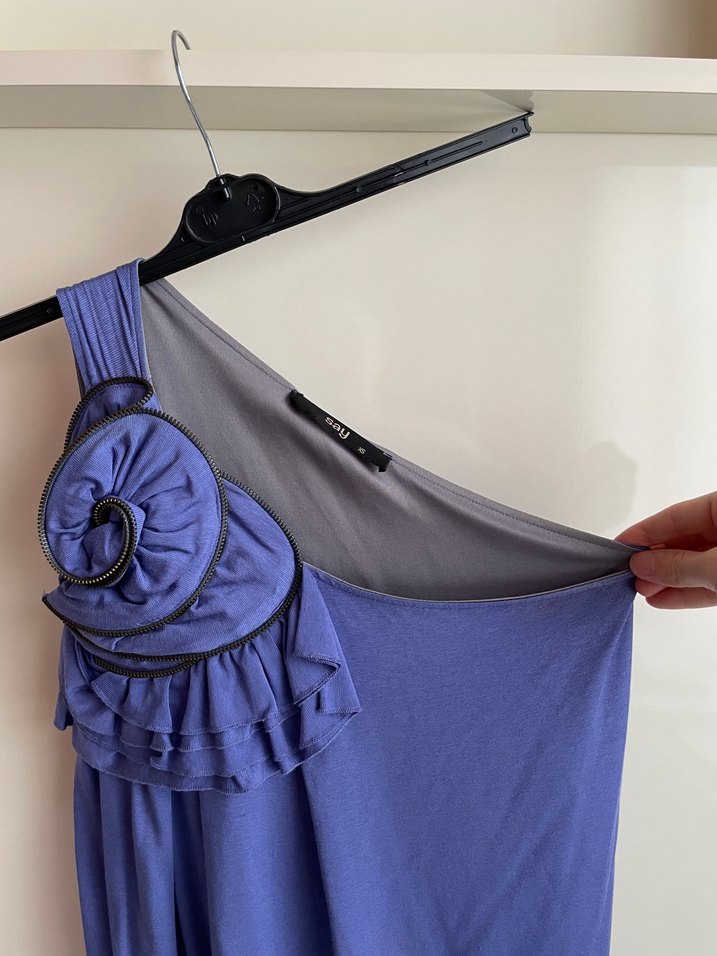 Lila Omzu Açık Mini Elbise - Görsel 2