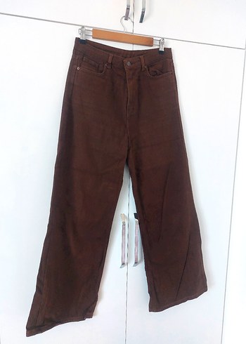 Zara Kahverengi Genis Paca Pantolon