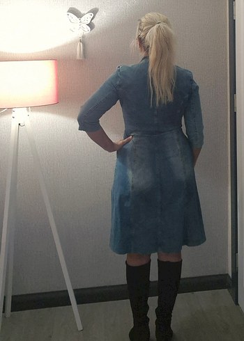 42 beden likrali kot elbise nakisli midi boy - Görsel 2