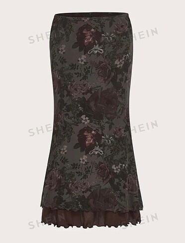 Shein İcon çiçek baskılı etek