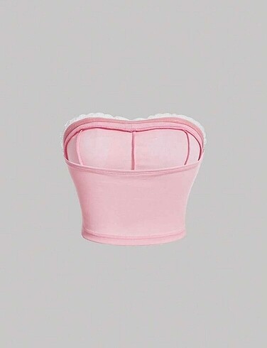 Sheinside Y2k Coquette Pembe Lolita Straplez Bluz