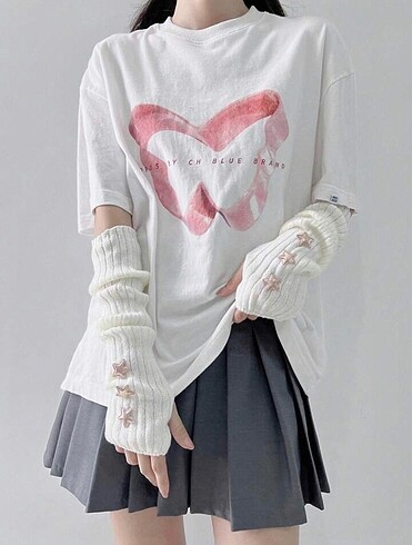 Sheinside Y2k Coquette Bej 3D Yıldızlı Pinterest Kol Isıtıcı Eldiven