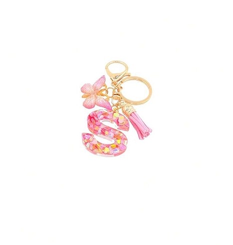 Sheinside Y2k S harfi Pembe Kelebek Charm Anahtarlık