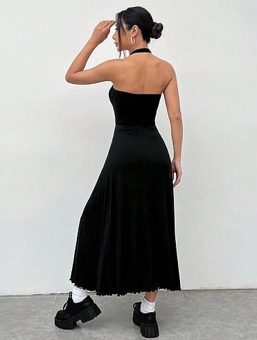Sheinside İthal Y2k Siyah Askılı Halter Elbise
