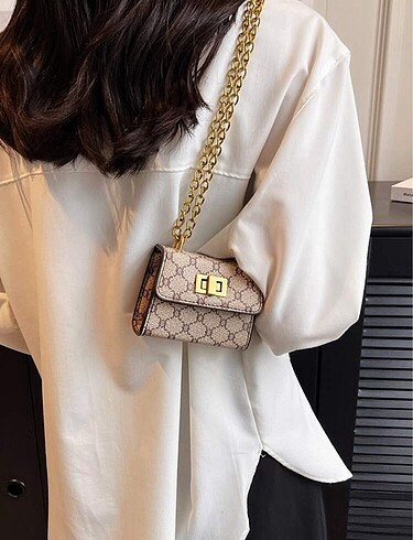 Beden camel Renk Y2k İthal Mini Tote Kol ve Çapraz Çanta