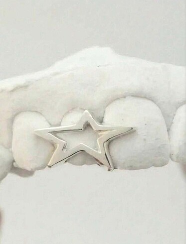 Y2k Gümüş Rengi  Yıldızlı Teeth Grillz Gems Diş Taşı Aksesuar - Görsel 5