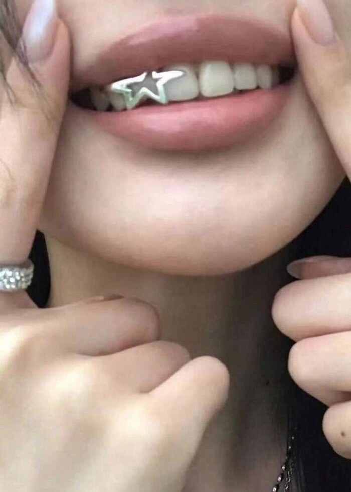 Y2k Gümüş Rengi  Yıldızlı Teeth Grillz Gems Diş Taşı Aksesuar - Görsel 2