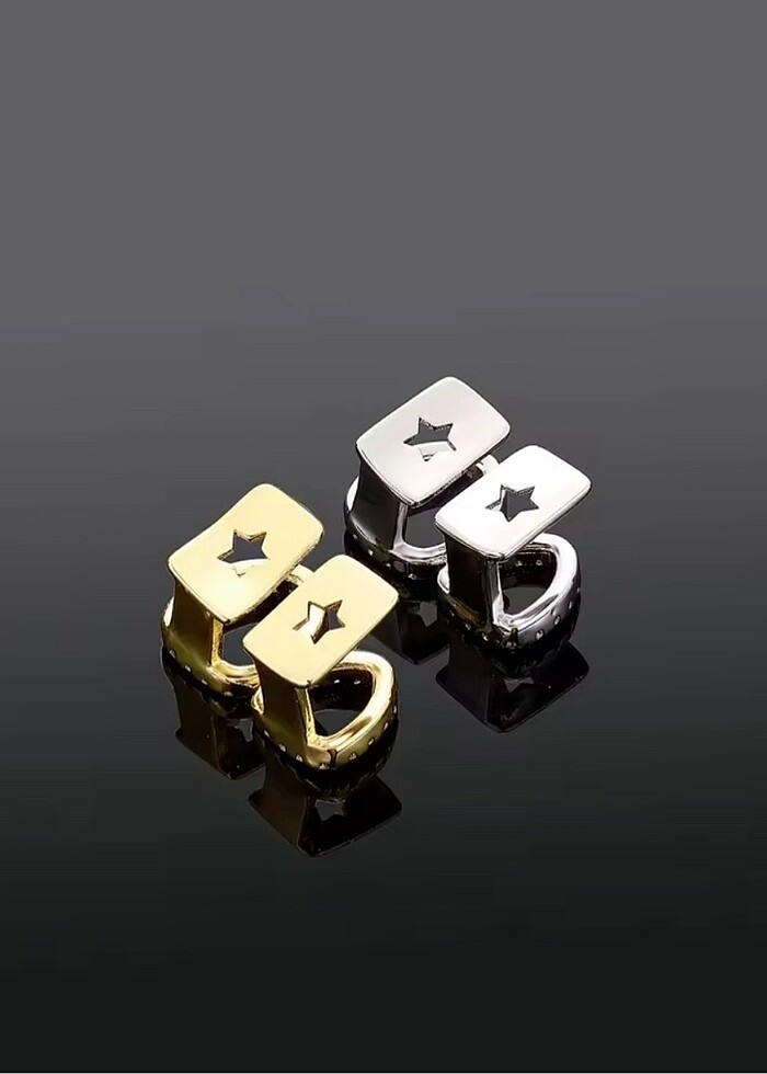 Y2k Gümüş Rengi Taşlı  İkili Tooth Grillz Gems Diş Taşı Aksesuar - Görsel 3