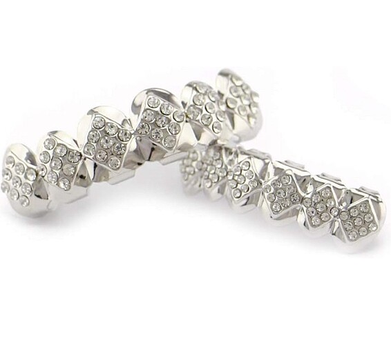 Y2k Hip Hop Kristal Taşlı Alt ve Üst İkili Tooth Grillz Gems Diş - Görsel 3