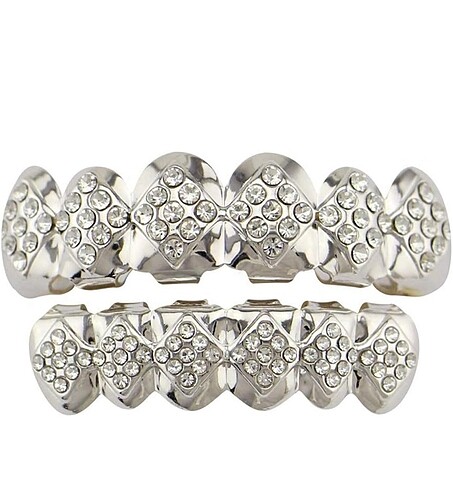 Y2k Hip Hop Kristal Taşlı Alt ve Üst İkili Tooth Grillz Gems Diş - Görsel 6