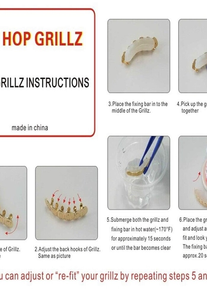 Y2k Hip Hop Kristal Taşlı Alt ve Üst İkili Tooth Grillz Gems Diş - Görsel 4