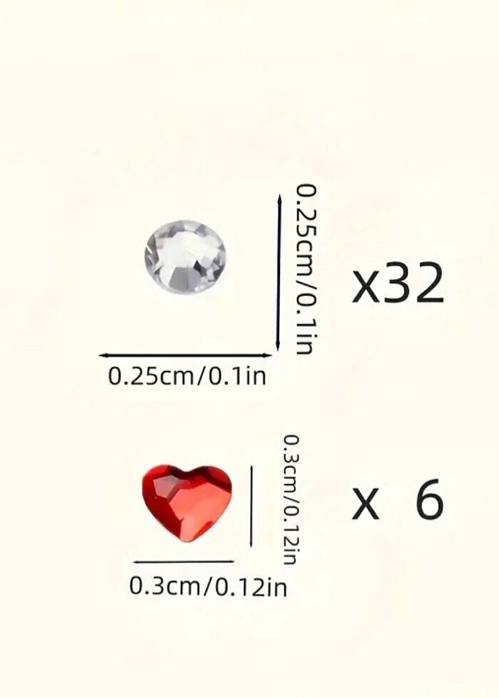 Y2k Coquette Kırmızı ve Beyaz Taşlı 40 Adet Teeth Grillz Gems Di - Görsel 4