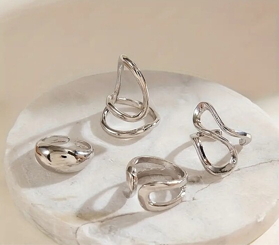  Beden Y2k Wave Line Modern Minimal Silver Pinterest Yüzük Seti