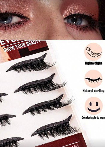 Eyeliner Formlu Kendinden Yapışkanlı Tak-Çıkar 5D Takma Kirpik - Görsel 6