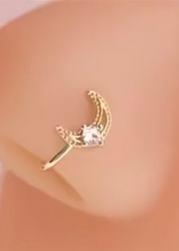 Y2k La Saade Aylı Taşlı Burun Hızma Piercing - Görsel 3