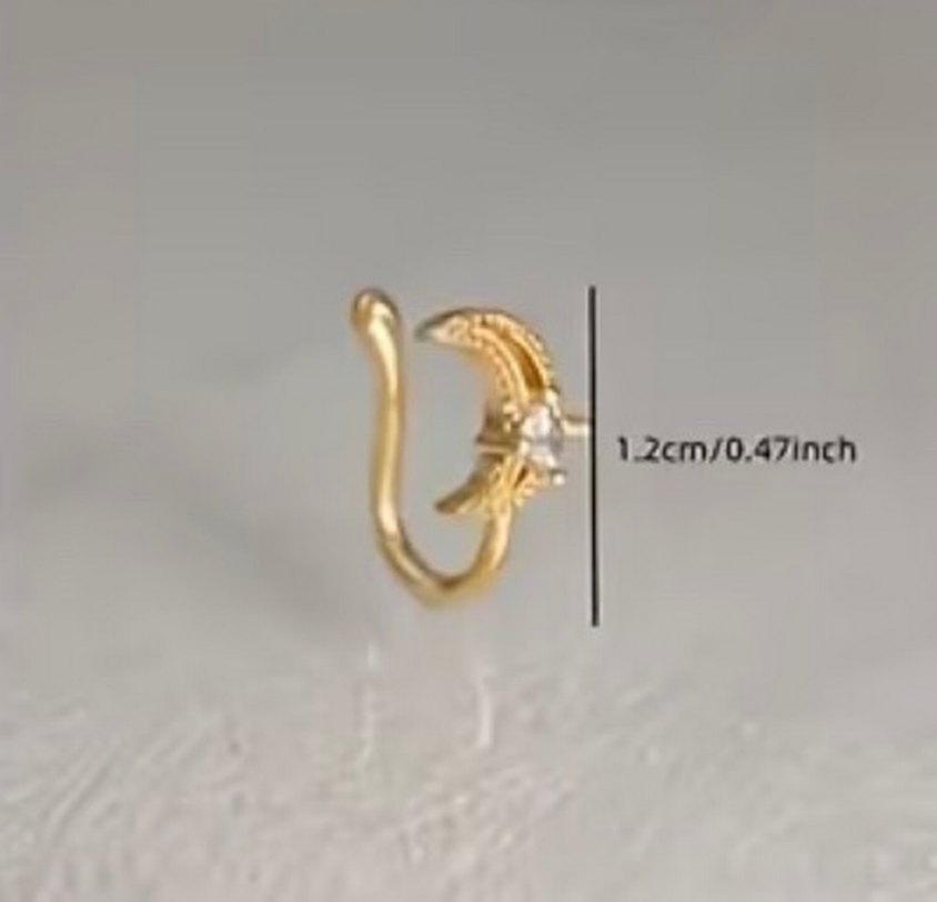 Y2k La Saade Aylı Taşlı Burun Hızma Piercing - Görsel 2