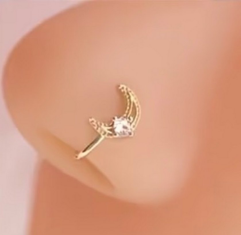 Y2k La Saade Aylı Taşlı Burun Hızma Piercing - Görsel 3