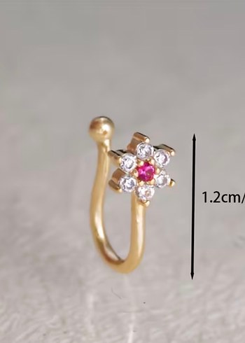 Y2k La Saade Çiçekli Taşlı Burun Hızma Piercing - Görsel 4