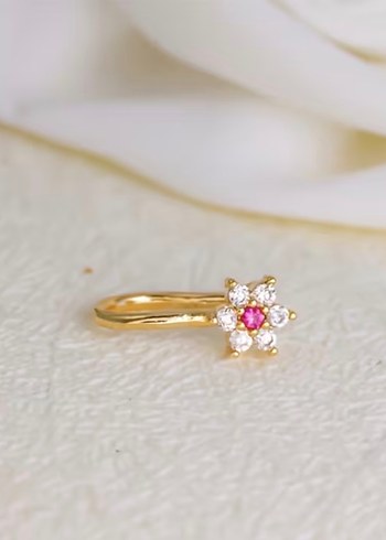 Y2k La Saade Çiçekli Taşlı Burun Hızma Piercing - Görsel 7