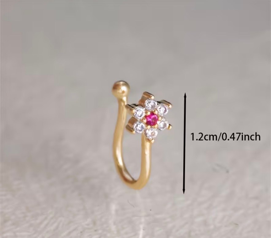Y2k La Saade Çiçekli Taşlı Burun Hızma Piercing - Görsel 4