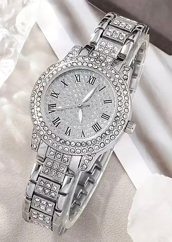 Beyaz Pullu Kadın Saati ve Takı Seti - Görsel 3