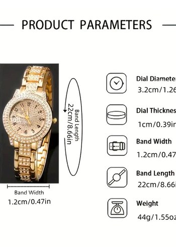 Altın Renkli Kadın Saat ve Takı Seti - Görsel 5