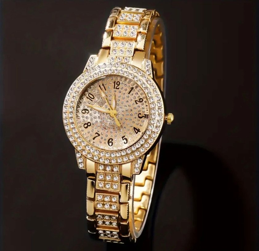 Altın Renkli Kadın Saat ve Takı Seti - Görsel 2