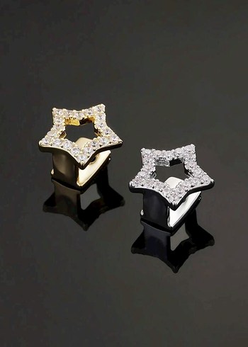 Diğer Y2k Gümüş Rengi Taşlı Teeth Grillz Gems Diş Taşı Aksesuar
